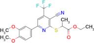 Ethyl 2-((3-cyano-6-(3,4-dimethoxyphenyl)-4-(trifluoromethyl)pyridin-2-yl)thio)propanoate