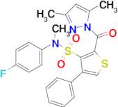 2-(3,5-Dimethyl-1H-pyrazole-1-carbonyl)-N-(4-fluorophenyl)-N-methyl-4-phenylthiophene-3-sulfonamide