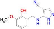 5-{[(2-hydroxy-3-methoxyphenyl)methyl]amino}-1H-pyrazole-4-carbonitrile