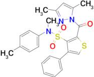 2-(3,5-Dimethyl-1H-pyrazole-1-carbonyl)-N-methyl-4-phenyl-N-(p-tolyl)thiophene-3-sulfonamide