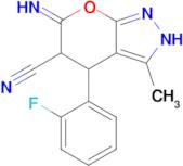 4-(2-fluorophenyl)-6-imino-3-methyl-2H,4H,5H,6H-pyrano[2,3-c]pyrazole-5-carbonitrile