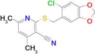 2-(((6-Chlorobenzo[d][1,3]dioxol-5-yl)methyl)thio)-4,6-dimethylnicotinonitrile