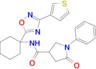 5-Oxo-1-phenyl-N-(1-(3-(thiophen-3-yl)-1,2,4-oxadiazol-5-yl)cyclohexyl)pyrrolidine-3-carboxamide