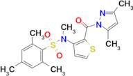 N-(2-(3,5-dimethyl-1H-pyrazole-1-carbonyl)thiophen-3-yl)-N,2,4,6-tetramethylbenzenesulfonamide