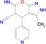 6-imino-3-methyl-4-(pyridin-4-yl)-2H,4H,5H,6H-pyrano[2,3-c]pyrazole-5-carbonitrile