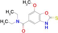 N,N-diethyl-7-methoxy-2-sulfanylidene-2,3-dihydro-1,3-benzoxazole-5-carboxamide