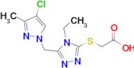 2-((5-((4-Chloro-3-methyl-1H-pyrazol-1-yl)methyl)-4-ethyl-4H-1,2,4-triazol-3-yl)thio)acetic acid