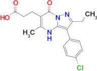 3-(3-(4-Chlorophenyl)-2-ethyl-5-methyl-7-oxo-4,7-dihydropyrazolo[1,5-a]pyrimidin-6-yl)propanoic ac…