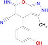 4-(3-hydroxyphenyl)-6-imino-3-methyl-2H,4H,5H,6H-pyrano[2,3-c]pyrazole-5-carbonitrile