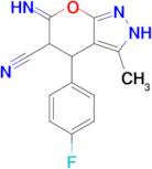 4-(4-fluorophenyl)-6-imino-3-methyl-2H,4H,5H,6H-pyrano[2,3-c]pyrazole-5-carbonitrile