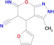 4-(furan-2-yl)-6-imino-3-methyl-2H,4H,5H,6H-pyrano[2,3-c]pyrazole-5-carbonitrile