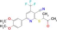 6-(3,4-Dimethoxyphenyl)-2-((3-oxobutan-2-yl)thio)-4-(trifluoromethyl)nicotinonitrile