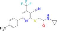 2-((3-Cyano-6-(p-tolyl)-4-(trifluoromethyl)pyridin-2-yl)thio)-N-cyclopropylacetamide