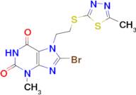 8-Bromo-3-methyl-7-(2-((5-methyl-1,3,4-thiadiazol-2-yl)thio)ethyl)-3,7-dihydro-1H-purine-2,6-dione