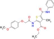 Ethyl 2-(2-(4-methoxyphenoxy)acetamido)-4-methyl-5-(phenylcarbamoyl)thiophene-3-carboxylate