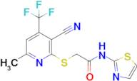 2-((3-Cyano-6-methyl-4-(trifluoromethyl)pyridin-2-yl)thio)-N-(thiazol-2-yl)acetamide