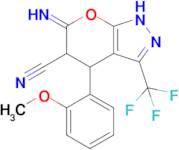 6-imino-4-(2-methoxyphenyl)-3-(trifluoromethyl)-1H,4H,5H,6H-pyrano[2,3-c]pyrazole-5-carbonitrile