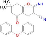 2-imino-7,7-dimethyl-5-oxo-4-(3-phenoxyphenyl)-3,4,5,6,7,8-hexahydro-2H-1-benzopyran-3-carbonitrile