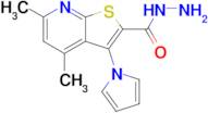 4,6-Dimethyl-3-(1H-pyrrol-1-yl)thieno[2,3-b]pyridine-2-carbohydrazide