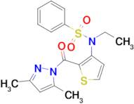 N-(2-(3,5-dimethyl-1H-pyrazole-1-carbonyl)thiophen-3-yl)-N-ethylbenzenesulfonamide