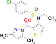 4-Chloro-N-(2-(3,5-dimethyl-1H-pyrazole-1-carbonyl)thiophen-3-yl)-N-ethylbenzenesulfonamide