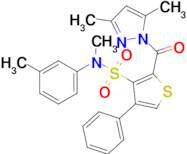 2-(3,5-Dimethyl-1H-pyrazole-1-carbonyl)-N-methyl-4-phenyl-N-(m-tolyl)thiophene-3-sulfonamide