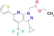 Ethyl 2-(3-cyclopropyl-6-(thiophen-2-yl)-4-(trifluoromethyl)-1H-pyrazolo[3,4-b]pyridin-1-yl)acetate