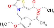 Ethyl (z)-2-(3-(5-acetyl-2-ethoxybenzyl)-4-oxothiazolidin-2-ylidene)acetate
