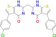 5-(4-chlorophenyl)-2-{[5-(4-chlorophenyl)-4-oxo-1H,4H-thieno[2,3-d]pyrimidin-2-yl]methyl}-1H,4H-thieno[2,3-d]pyrimidin-4-one
