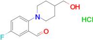 5-Fluoro-2-(4-(hydroxymethyl)piperidin-1-yl)benzaldehyde hydrochloride