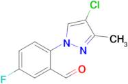 2-(4-Chloro-3-methyl-1h-pyrazol-1-yl)-5-fluorobenzaldehyde