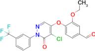 4-((5-Chloro-6-oxo-1-(3-(trifluoromethyl)phenyl)-1,6-dihydropyridazin-4-yl)oxy)-3-ethoxybenzaldehy…