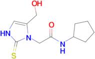N-cyclopentyl-2-[5-(hydroxymethyl)-2-sulfanylidene-2,3-dihydro-1H-imidazol-1-yl]acetamide