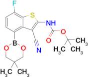 Tert-Butyl (3-cyano-4-(5,5-dimethyl-1,3,2-dioxaborinan-2-yl)-7-fluorobenzo[b]thiophen-2-yl)carbama…