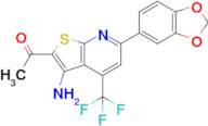 1-(3-Amino-6-(benzo[d][1,3]dioxol-5-yl)-4-(trifluoromethyl)thieno[2,3-b]pyridin-2-yl)ethan-1-one