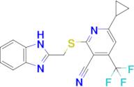 2-(((1H-benzo[d]imidazol-2-yl)methyl)thio)-6-cyclopropyl-4-(trifluoromethyl)nicotinonitrile