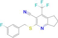 2-((3-Fluorobenzyl)thio)-4-(trifluoromethyl)-6,7-dihydro-5H-cyclopenta[b]pyridine-3-carbonitrile