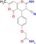 2-(4-{3-cyano-2-imino-7-methyl-5-oxo-2H,3H,4H,5H-pyrano[4,3-b]pyran-4-yl}phenoxy)acetamide