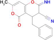 4-benzyl-2-imino-7-methyl-5-oxo-2H,3H,4H,5H-pyrano[4,3-b]pyran-3-carbonitrile