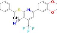 6-(2,3-Dihydrobenzo[b][1,4]dioxin-6-yl)-2-((1-phenylethyl)thio)-4-(trifluoromethyl)nicotinonitrile