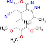 6-imino-3-(propan-2-yl)-4-(3,4,5-trimethoxyphenyl)-2H,4H,5H,6H-pyrano[2,3-c]pyrazole-5-carbonitrile