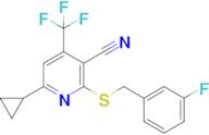 6-Cyclopropyl-2-((3-fluorobenzyl)thio)-4-(trifluoromethyl)nicotinonitrile