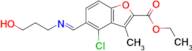 Ethyl (E)-4-chloro-5-(((3-hydroxypropyl)imino)methyl)-3-methylbenzofuran-2-carboxylate