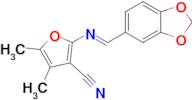 (E)-2-((benzo[d][1,3]dioxol-5-ylmethylene)amino)-4,5-dimethylfuran-3-carbonitrile