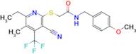 2-((3-Cyano-6-ethyl-5-methyl-4-(trifluoromethyl)pyridin-2-yl)thio)-N-(4-methoxybenzyl)acetamide
