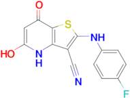 2-[(4-fluorophenyl)amino]-5-hydroxy-7-oxo-4H,7H-thieno[3,2-b]pyridine-3-carbonitrile