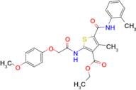 Ethyl 2-(2-(4-methoxyphenoxy)acetamido)-4-methyl-5-(o-tolylcarbamoyl)thiophene-3-carboxylate