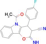 5-acetyl-4-(4-fluorophenyl)-2-imino-2H,3H,4H,5H-pyrano[3,2-b]indole-3-carbonitrile