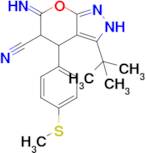 3-tert-butyl-6-imino-4-[4-(methylsulfanyl)phenyl]-2H,4H,5H,6H-pyrano[2,3-c]pyrazole-5-carbonitrile