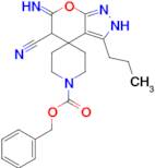 benzyl 5'-cyano-6'-imino-3'-propyl-5',6'-dihydro-2'H-spiro[piperidine-4,4'-pyrano[2,3-c]pyrazole]-1-carboxylate